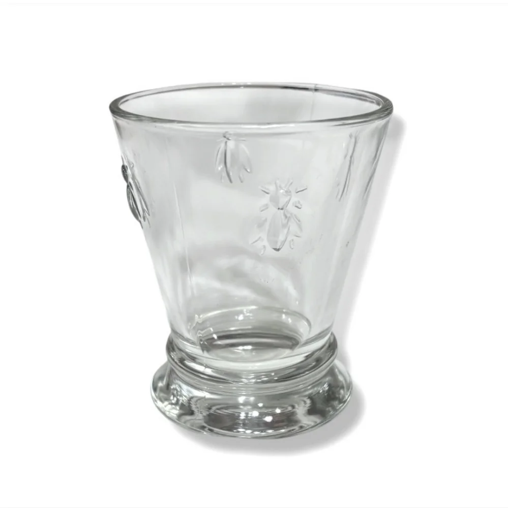 LA ROCHERE 9 Ounce Flat Clear Glass Tumbler Bee Design